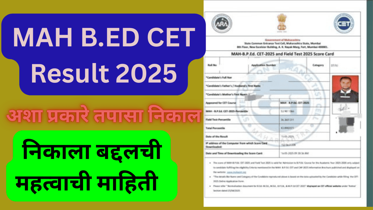 MAH B.ED CET Result 2025